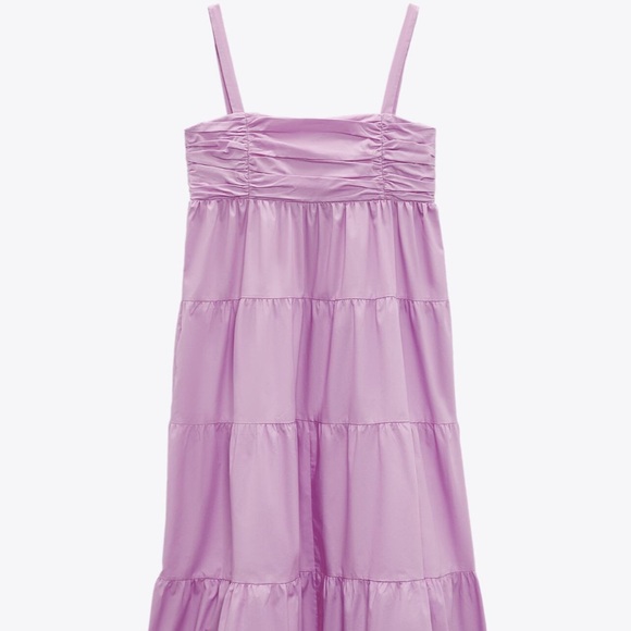 Zara Pink Poplin Tiered Maxi Dress - Picture 10 of 10